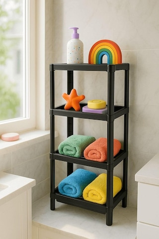 Sas Haus Flex Elite Pro 4 Katlı Siyah Çok Amaçlı Raf Ünitesi Banyo Ve Mutfak Düzenleyici Raf & Organizer Siyah Diğer