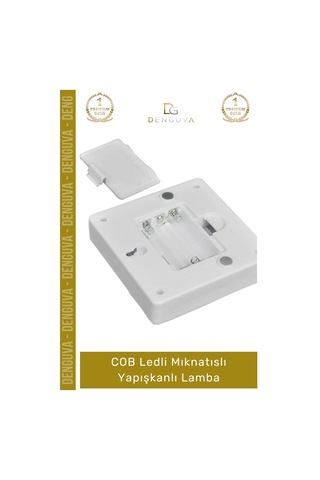 Lamba Cob Led Beyaz Işık Tasarruflu Taşınabilir Pilli Duvar Dolap Mıknatıslı Yapışkanlı Lamba - 1 A