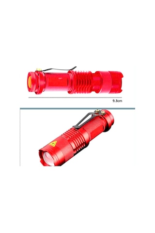 Omeniv Kırmızı El Feneri 2000 Lümen Zoom Deprem Av Outdoor Kamp Kırmızı