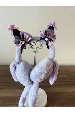 Kuromi Kadın/kız Hareketli Ve Sesli Peluş Kulaklık Lila