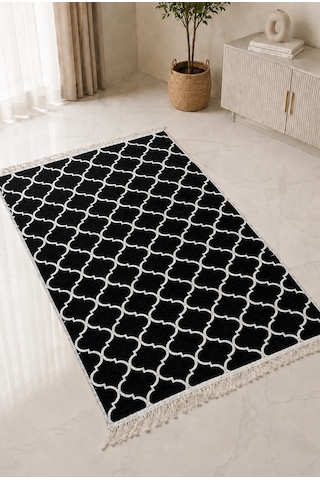 Kilim Paspas Çok Amaçlı Halı Makinede Yıkanabilir Toz Yapmaz Siyah 6