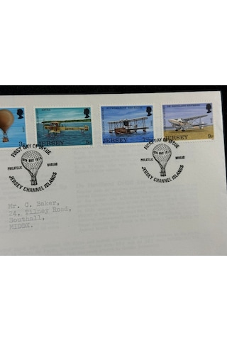 1973 Jersey Havacılık Temalı İlk Gün Zarfı Jersey Aviation History Fdc  Teşhir Ürün