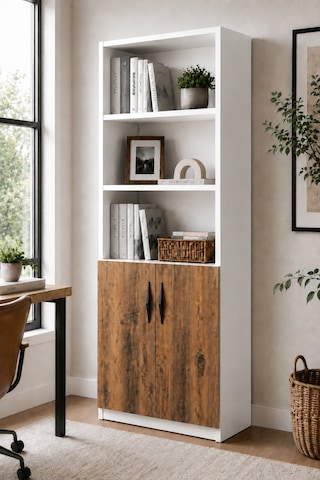 Nesso Kitaplık Beyaz Çam Dolap Çok Amaçlı Dolap Kiler Dolabı 5 Raflı 2 Kapaklı Dolap 180 Cm Yükseklik 34 Cm Raf Aralığı 60 Cm Genişlik 30 Cm Derinlik Beyaz-çam