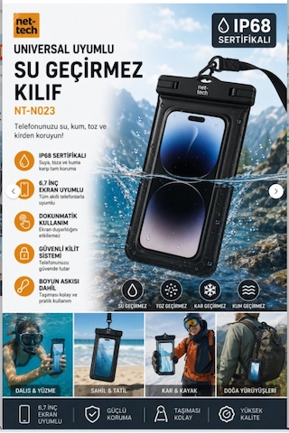 Yüksek Kalite Tüm Telefonlara Uyumlu Ip68 Yağmur Su Geçirmez Waterproof Deniz Havuz Altı Geçirmez Siyah