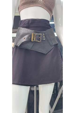 Eren Style Boho Antik Tokalı Zımbalı Hakiki Deri Kemer 84 Cm-98 Cm Siyah