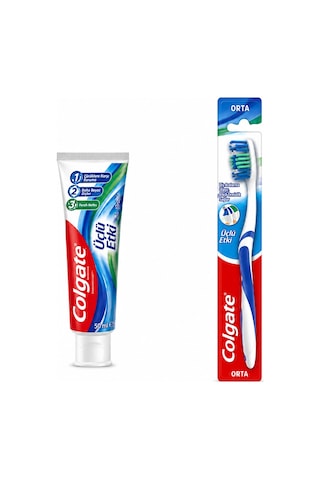 Colgate Üçlü Etki 50 Ml Diş Macunu + Orta Diş Fırçası Avantaj Paketi Diş Eti Bakımı