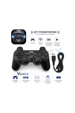Trio Tr-903 Ps3 Uyumlu Kablosuz Oyun Kolu Çift Titreşim Wireless Controller Usb Şarjlı 92900431