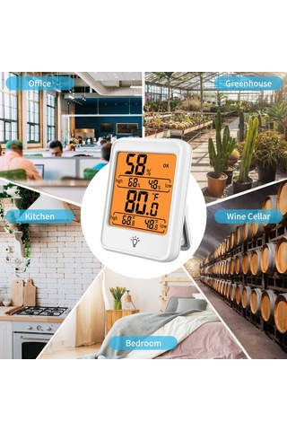 Leezsing Ev İçin Beyaz Dijital Sicaklık Ve Nem Ölçer - Işıklı Ekran, Konfor İfadecileri, 3 Yöntemle Kurulabilir -20 C/+70 C