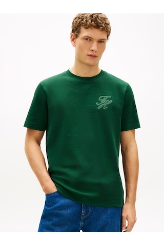 Tommy Hilfiger Scrıpt Lıght Interlock Tee Erkek Yeşil T-shirt - Mw0mw42391