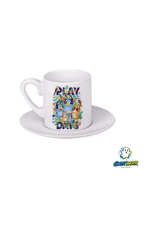 Bluey Ailesi Türk Kahvesi Fincanı 0107 Beyaz