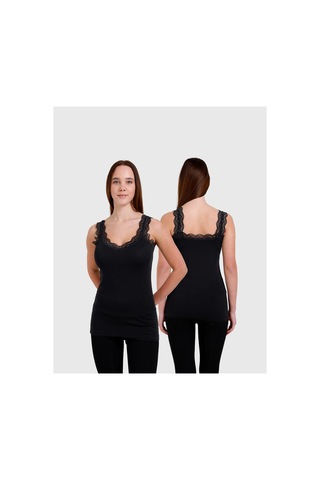 Comfort Secret 3 Lü Askılı Dantelli %100 Pamuklu Ekonomik Ve Uygun Atlet Siyah Beyaz Ten