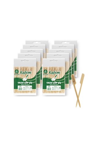 Kafem Yassı Çöp Şiş - Sunum Kürdanı 9 CM 50 Li x 10 Paket