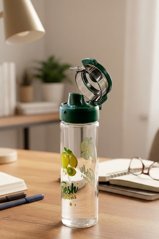 Limon Desenli Şeffaf Cam Matara 550 Ml Yeşil