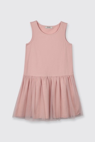 Panço Kız Çocuk Eteği Tüllü 2 Parçalı Pudra Elbise Pembe