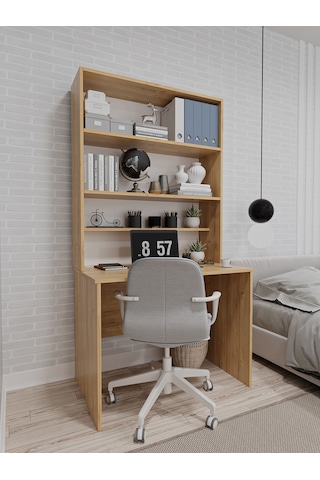 Asra Trend %100 Mdflam Raflı Çalışma Masası Bilgisayar Ofis Ders Masası Çm-03 Safirmeşe