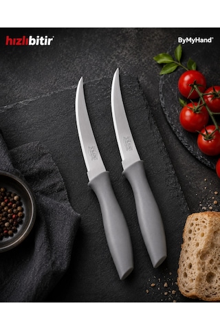 Bymyhand Paslanmaz Çelik Füme Meyve Bıçağı Soyma Bıçağı Dilimleme Bıçağı 2'li Set