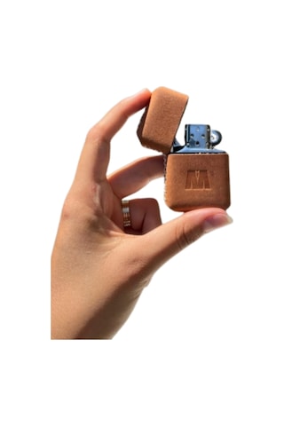 Deri Kılıflı Zippo Model Çakmak Çakmak 5685 Ahşap
