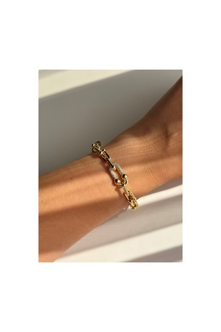 Gold Zirkon Taşlı Marka Model Tiffy Bileklik -kararma Yapmaz- Altın