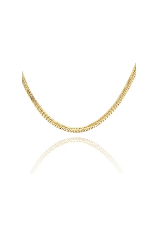 14 Ayar Altın Zincir Kalın Ezme Tilki Kuyruğu Kare Zincir Kolye 45 Cm Uzunluk 3,00 Mm Kalınlık