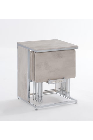 Dresuarlı Açık Bej Servis Sehpası