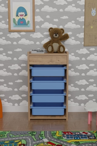 4 Sepetli Çok Amaçlı Dolap Atlantik Çam - Mavi Kahverengi