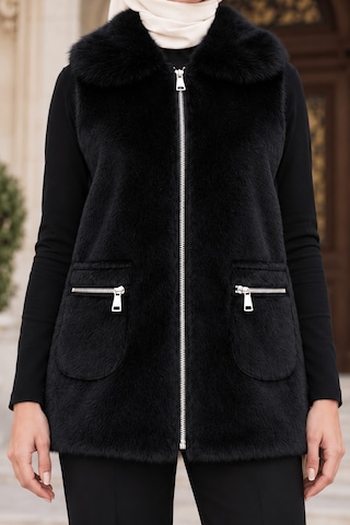 Sevitli Angora Cepli Yelek-siyah-6015