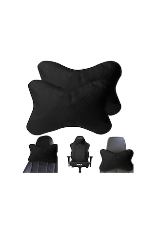 Oto Araç Oyuncu Koltuk Boyun Yastığı 25x17cm 2 Adet Al4335 Siyah