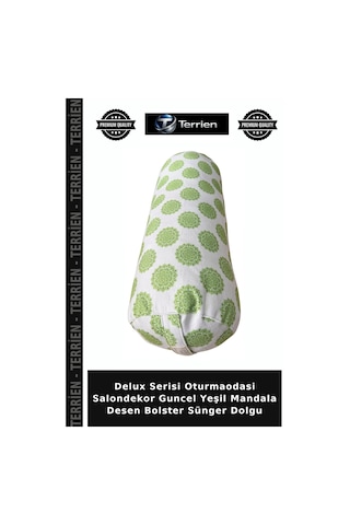 Premium Yeşil Mandala Desen Bolster Sünger Dolgu Desenli Oturmaodasi Guncel
