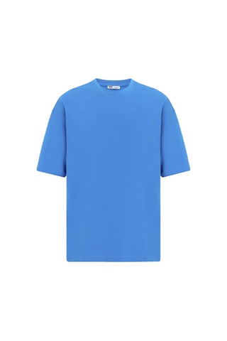 Vamos Basic Oversize Bisiklet Yaka Tişört Turkuaz