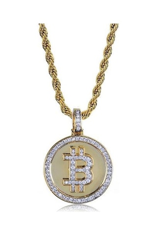 Mikro Açacağı Zirkon Bitcoin Kolye İlk B Mektup Charm Kolye Hip Hop Takı Hediye Kolye Kolyeler Altın - Beyaz