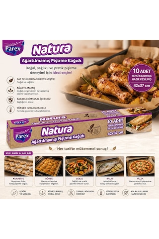 Parex 613296 Natura Hazır Kesilmiş Pişirme Kağıdı 42x37 Cm - 10 Adet- 24'li Paket Diğer