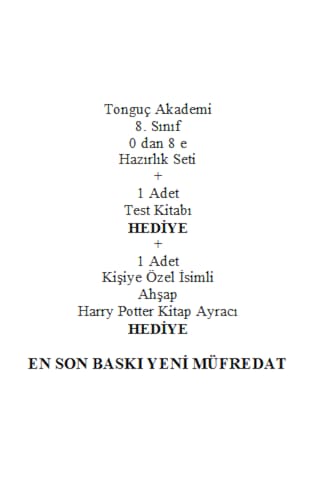 Tonguç Akademi 8. Sınıf 0 dan 8 e Hazırlık Seti En Son Baskı Yeni + Test Kitabı Hediye + Kişiye Özel Ahşap Harry Potter Kitap Ayracı Hediye