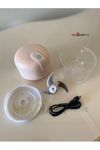 Makkam Home / 3 Bıçaklı Şarjlı Mini Doğrayıcı, Pratik Rondo, Kablosuz Mutfak Robotu, Şarjlı El Rondosu Pembe Diğer