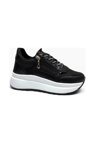 Alves 0846-26 Simli Cilt Deri Anatomik Taban Kadın Sneaker Siyah Beyaz 36-40
