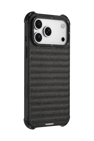 Apple Uyumlu iPhone 17 Pro Max Kılıf M-safe Şarj Özellikli Youngkit Canvas Serisi Kapak Siyah Siyah