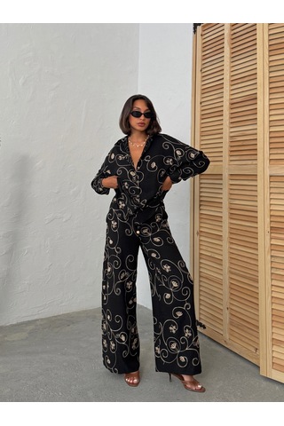 Verymoda Nakışlı Pantolon F1900 Siyah Desen 2
