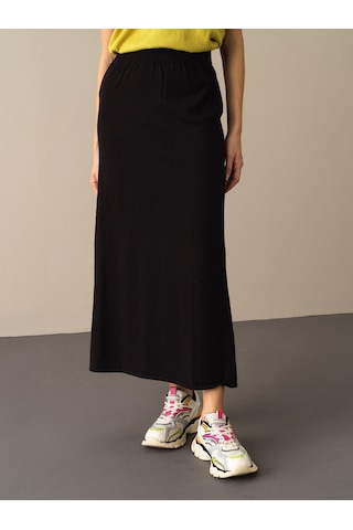 Siyah Regular Fit Triko Uzun Etek 850893 Siyah