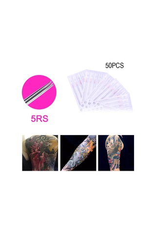 50pcs Mürekkep Fincanları İçin Profesyonel Tek Kullanımlık Steril Dövme İğneleri İpuçları Kitleri 5rl
