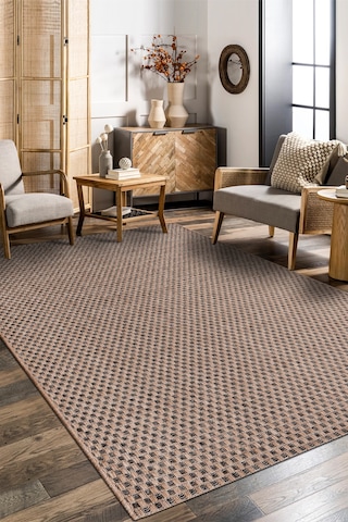 Sierra Halı Jüt Hasır Görünümlü Modern Kilim Ve Yolluk, İnce Bukle Dokuma Kahve Bej