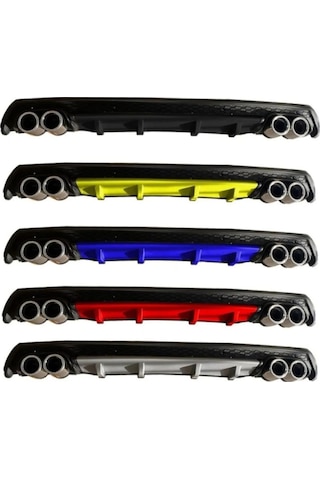 Peugeot 307 Uyumlu Yuvarlak Egzozlu Mavi Difüzör Difizör Çiftli Egzoz Görünüm Arka Ek