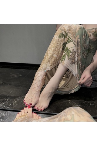 Gelgit Halhal Kadın Çok Katmanlı Saçaklı Halhal Retro Bacak Zinciri Takı Seksi Egzotik Cos Ayak Zinciri Altın Altın