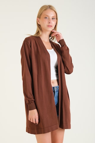 Giyim Dünyası Kadın Oversize Hırka Kahverengi 001