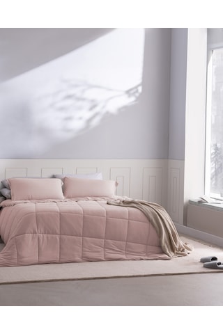 Madame Coco İlus Bambu Tek Kişilik Comforter Set - Pudra Pudra