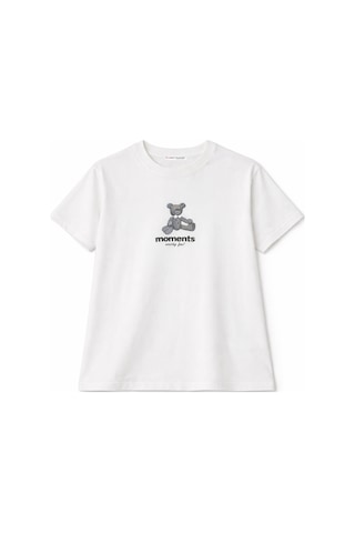 Mixray 2058 Kadın %100 Pamuk Ayıcık Baskılı Bisiklet Yaka T-shirt Beyaz BEYAZ