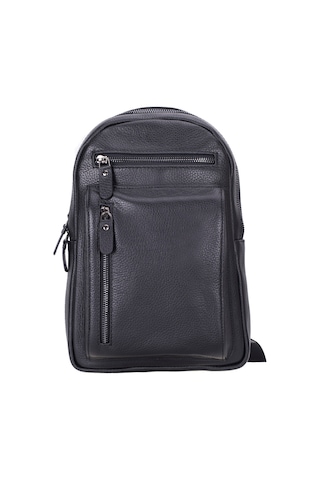 Bloominbag Blake Black Luxe Deri Çapraz Unisex Sırt Çantası Siyah