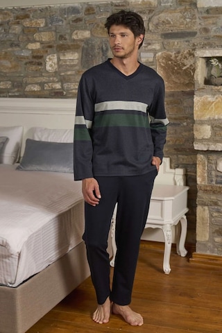 Cossy By Aqua 26401 Erkek Uzun Kollu V Yaka Pijama Takımı-indigomelanj İndigo