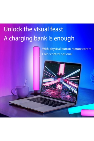 2 Adet Rgb Led Işık Çubuğu, Renkli Çok Renkli Yatay/dikey Led Şerit Işıkları Çok Pozisyonlu Taban İle, Müzik Ritmi Ortam Lambası, Ir Kontrol Usb Işık, Ev Dekoru Oturma Odası, Duvar Dekoru Siyah