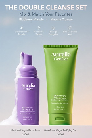 The Double Cleanse - Matcha X Blueberry Set - Arındırıcı & Nemlendirici İkili Cilt Temizleme Seti