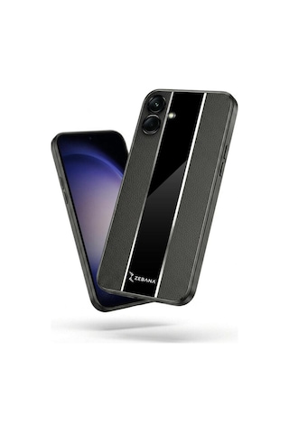 Samsung Galaxy Uyumlu A06 Kılıf Zebana Premium Deri Kılıf Siyah
