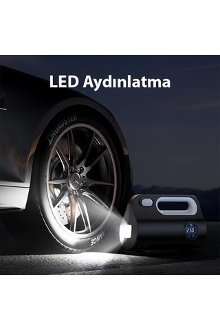 Zhltools St-5523 Led Işıklı Taşınabilir Hava Pompası Kompresör Araç Lastik Şişirme Makinesi